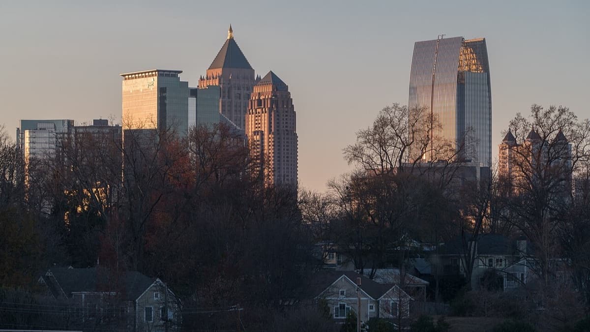 The Midtown Atlanta skyline at sunset