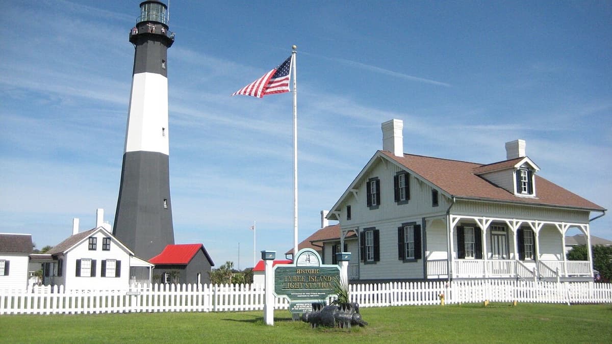 Tybee Island Light Station and keeper buildings in Georgia